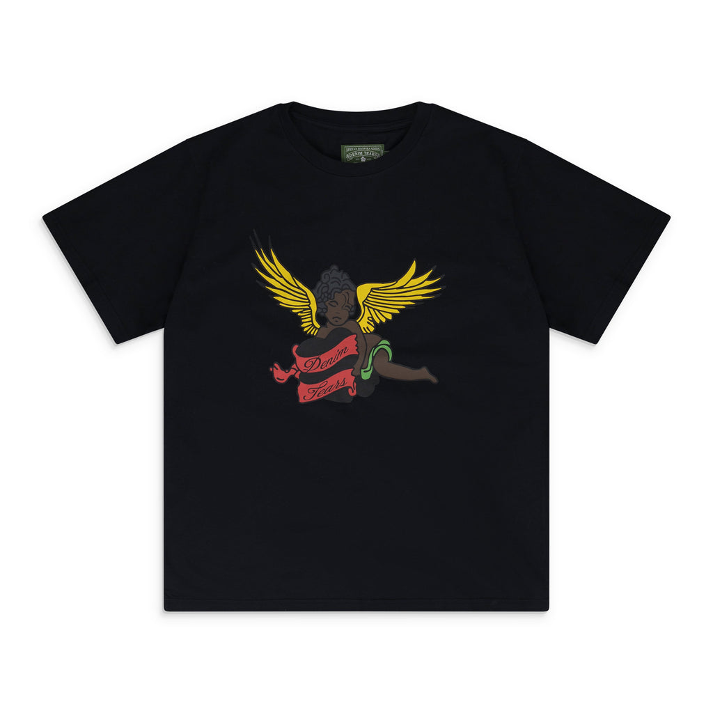 Black Cherub Graphic Short‑Sleeve T‑Shirt, Vintage Streetwear Tee