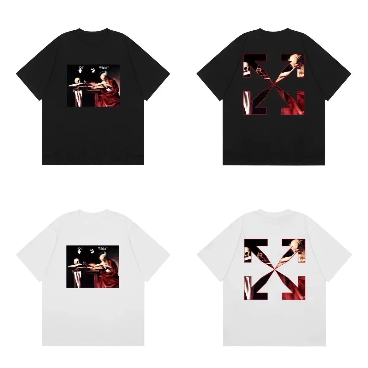 Off-White Red Tone Photo Arrow Cross Print Short Sleeve T-Shirt