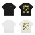 Off-White Gold Foil Arrow Cross Print Short Sleeve T-Shirt
